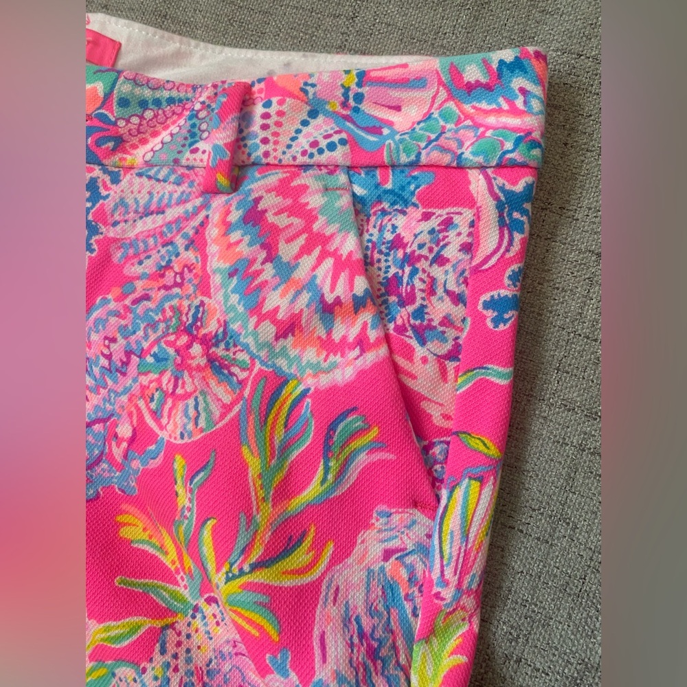 Lilly Pulitzer Pink, Green, Blue Callahan Shorts in Pink Isle size 8 with pocket - Picture 5 of 9